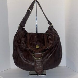 Marc Jacobs Mushroom Signuture Embossed Leather Hobo Bag